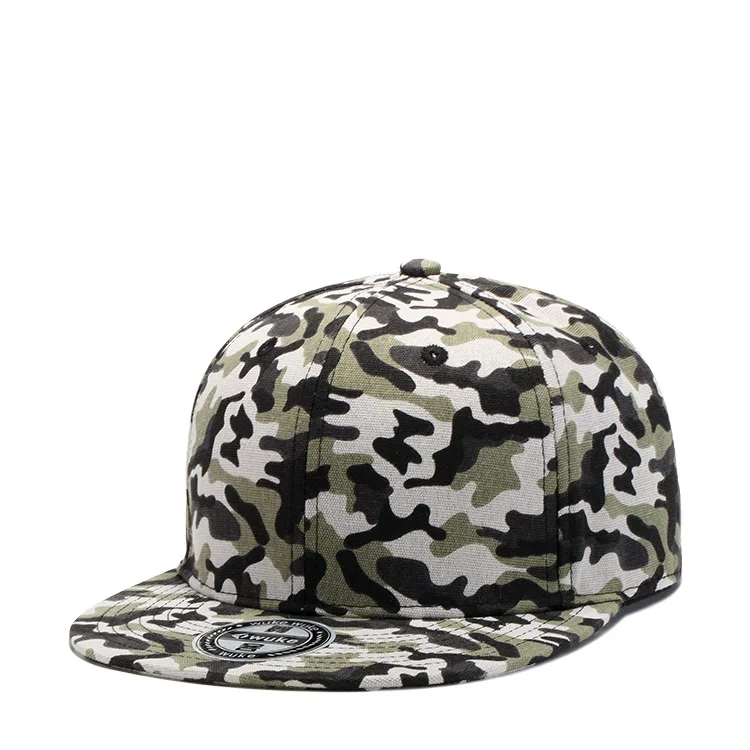 Free Samples Outdoor Blank Sports Camo Snap back Flat Bill  Hip Hop Camouflage Snapback Hats Custom