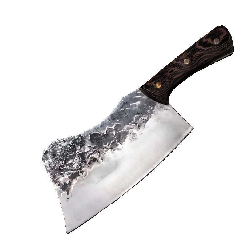 Sharp hand forged slaughter knife quality full Tang high carbon stainless steel kitchen chef knife with wooden handle