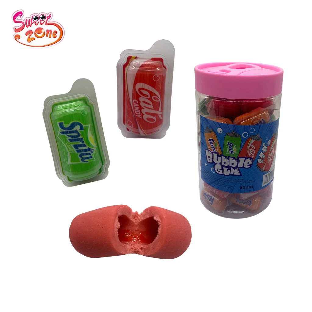 Funny Drink Bottle Shape Bubble Chewing Gum Candy with Fruit Jam