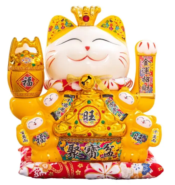 Premium Quality 12 inch white ceramics Large Size Thriving Business maneki neko japan Beckoning Cat feng shui lucky cat