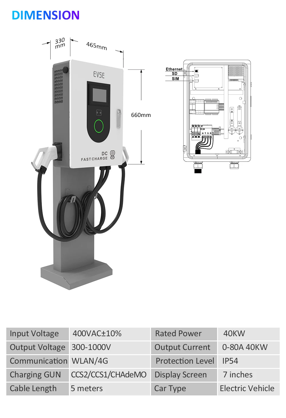 20KW 30KW 40KW 120KW 180kw Ethernet 4G Wifi OCPP 5M 7M 10M Cable CHAdeMO CCS2 OCPP RFID DC Fast EV Car Charging Charger Station