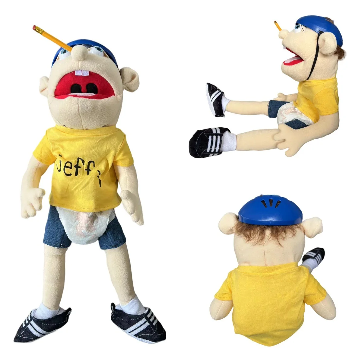 Zombies Chef Rock Jeffy Boy Funny Open-Mouth Hand Puppet Parent-Child Pole Plush Toy Interactive Belt Manipulation Kid Doll Gift