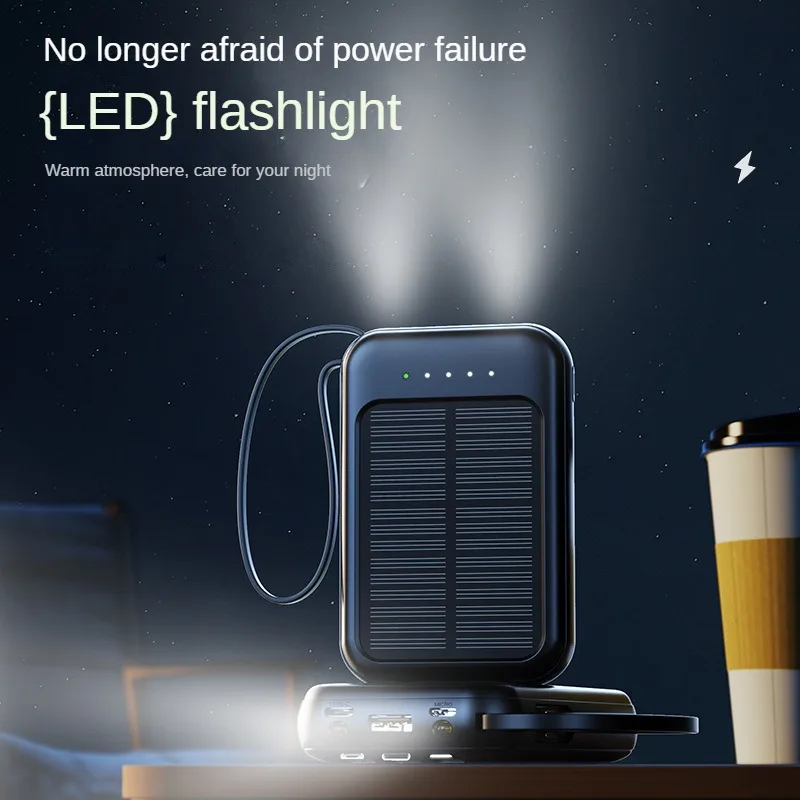 Factory Solar Power Bank 20000mAh Solar Power supply Double LED Torches Comes with 4 wires cable line Powerbank