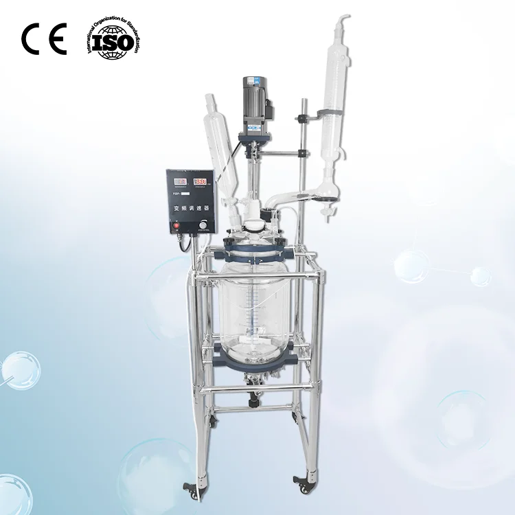 High Quality 5l 10l 30l Lab Bioreactor Chemical Jacketed Glass Stirred Lined Reactor