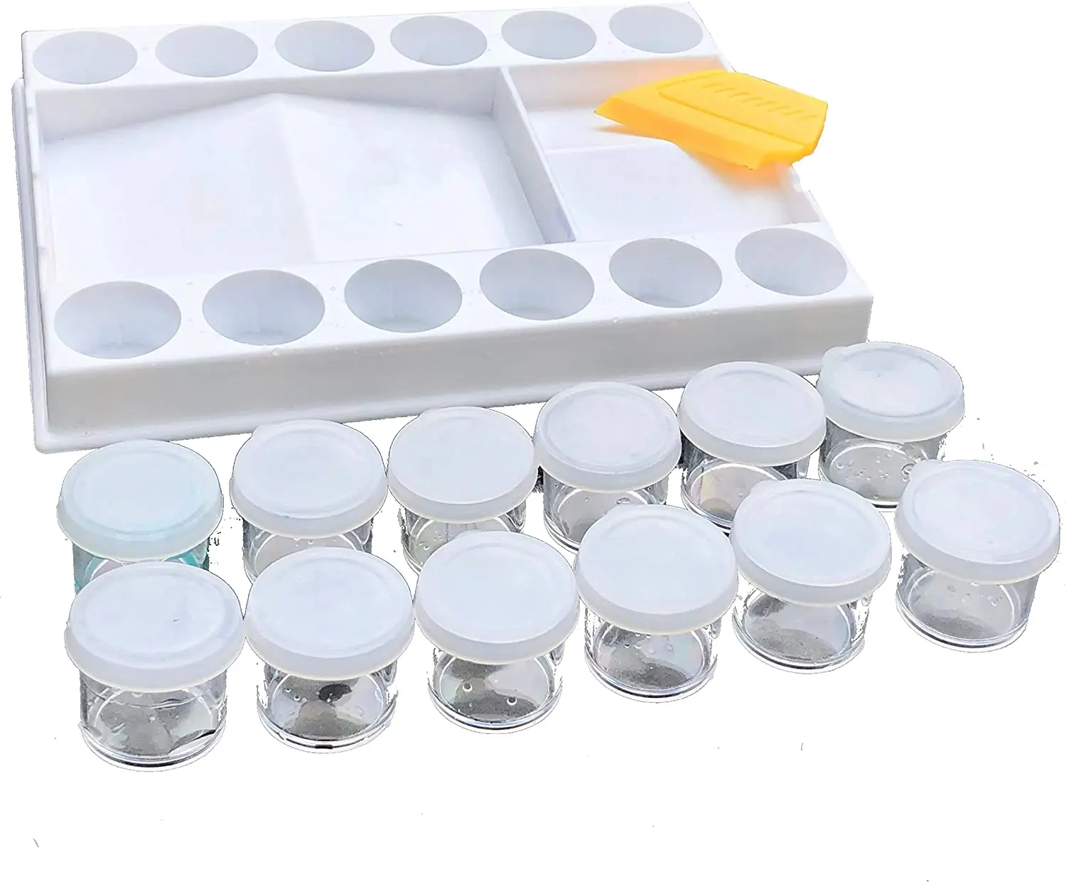 50619 4 wells 12 storage cups Plastic Artist Painting Drawing Tray Palette For Oil Watercolor Painting