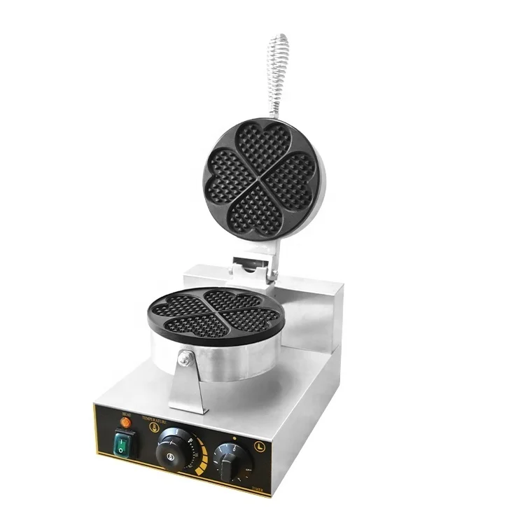 1-plate Waffle Baker Heart Shape Electric Commercial Hot Sale Waffle Cake Maker  Waffle Making Machine 1200W