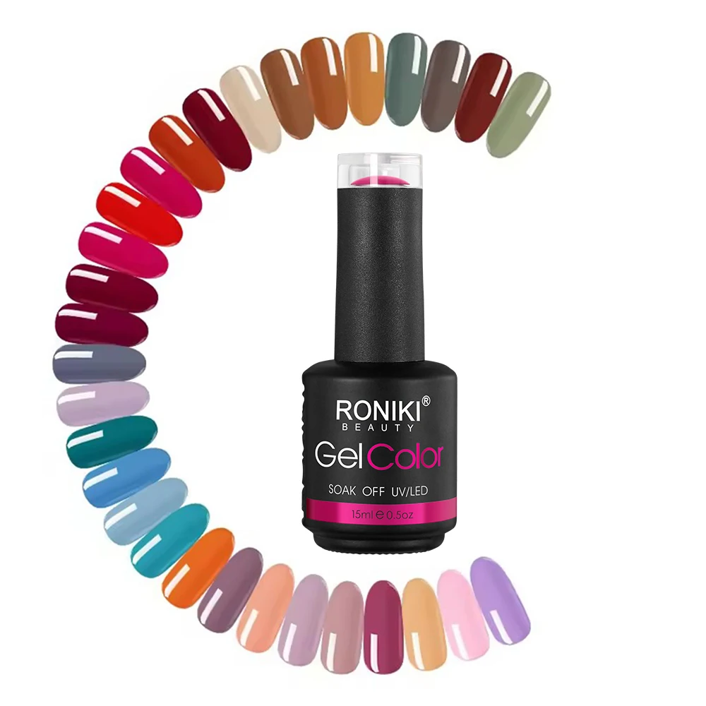 RONIKI nail supplies gel polish private label wholesale acrylic hema free uv gel polish glitter soak off gel nail polish oem