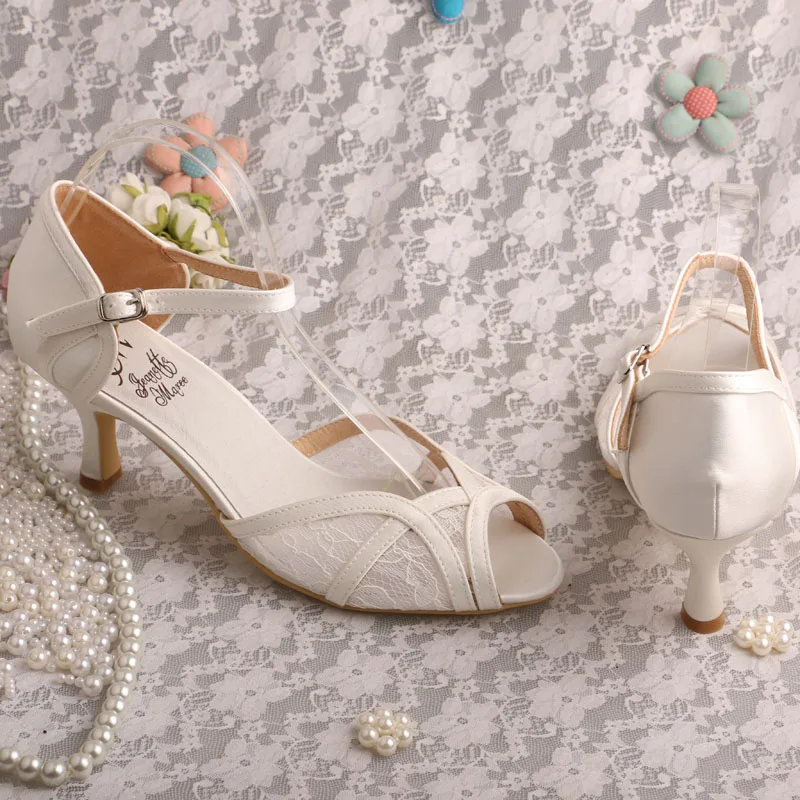 Lace Med Heel Wedding Pumps