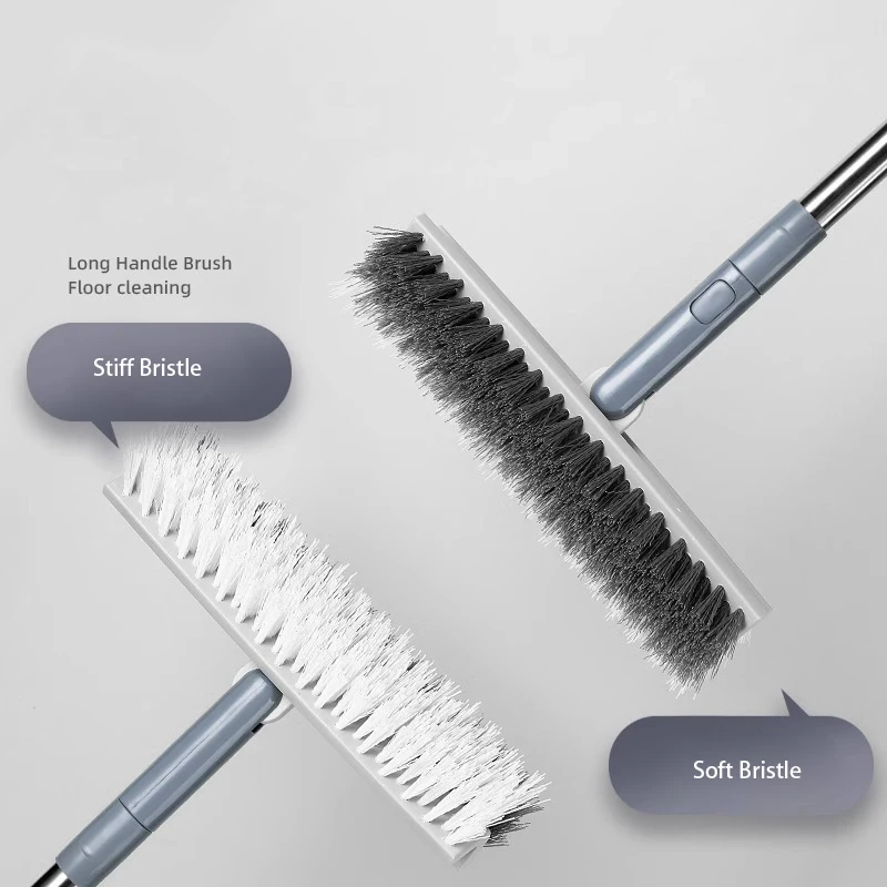 WONDERFUL V-Shaped Deep Corner Crevices Floor Scrub Brush Double Sided Bristle Scraper Brush Long Handle Floor Cleaning Brush