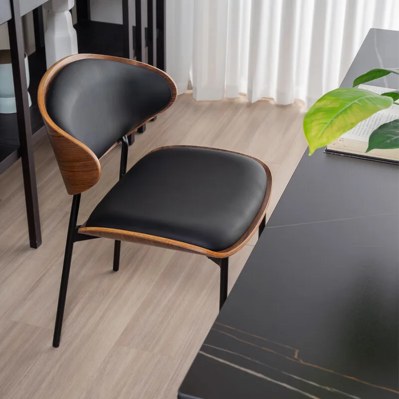 Dining Chair  With bend plywood Pu Leather Cushion for Hotel restaurant wooden chair