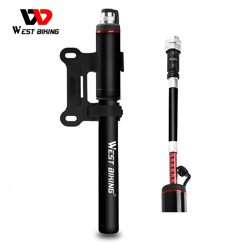 WEST BIKING High Pressure Portable Bike Tool Mini Air Pump with Presta Schrader Mini Basketball Bike Bicycle Hand Tire Air Pump