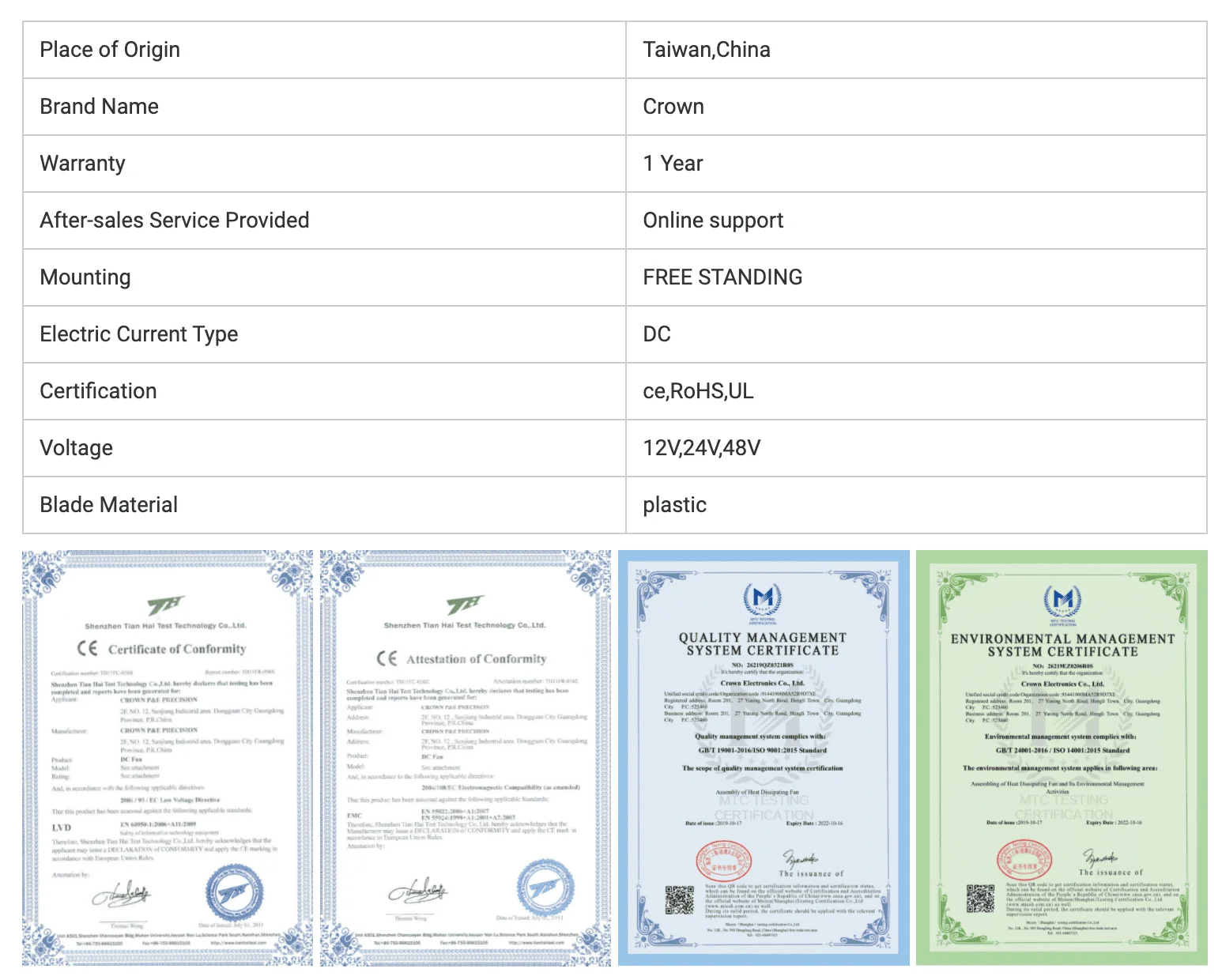 Crown 12025 Inverter cooling  T4 DC FAN for