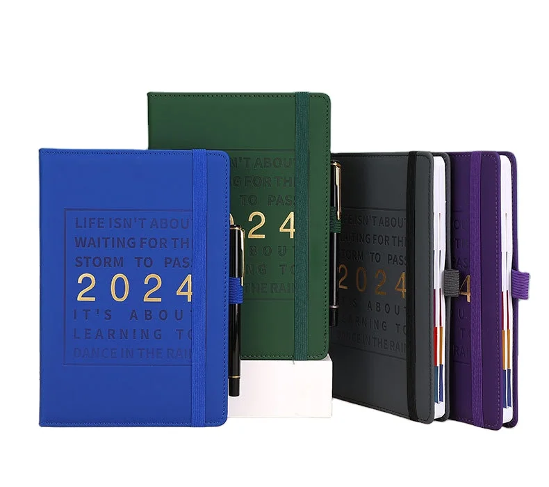 2024 Planner Notebook A4 and B5 Leather Cover Notebook with Elastic Band