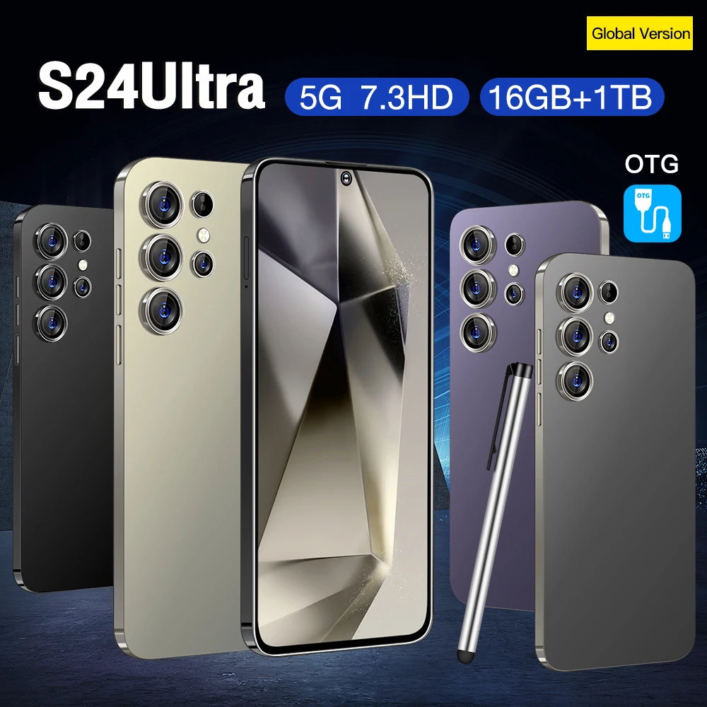 Лидер продаж разблокированные смартфоны ULTRA S24 16 ГБ + 1 ТБ 48 МП 72 Android 13 Dual Sim 5G английская Операционная камера CDMA мобильные телефоны