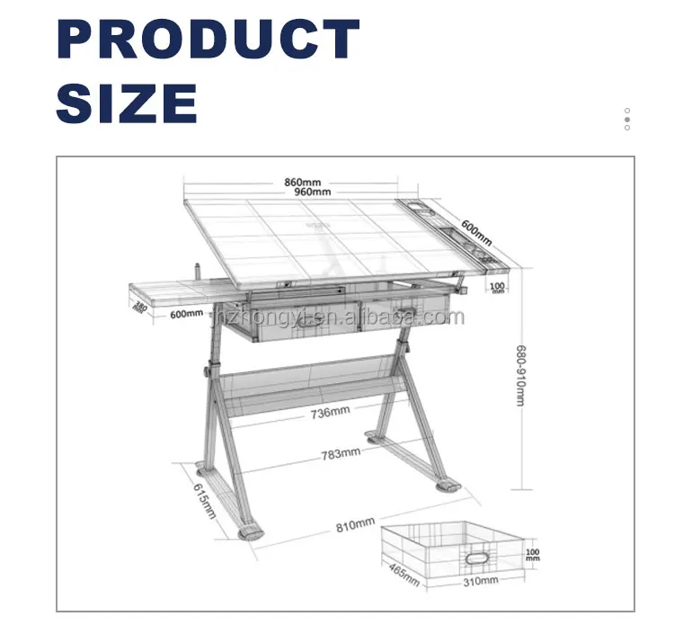 Wooden Adjustable Drawing Tilting Desk Drafting Table Drawing Desk For Drawing