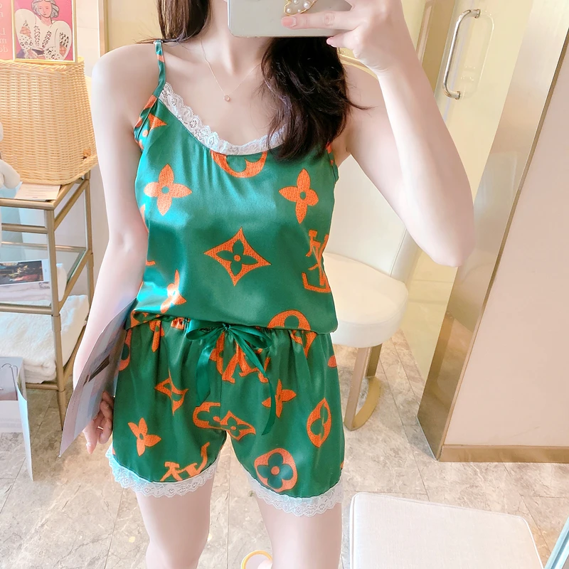 
 Женская пижама Mujer Piyama Daster Wanita Murah Vogue Домашняя одежда Camisole комплекты без рукавов Slik пижамы  