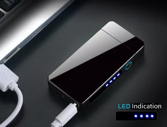 Fashionable Windproof Dual Arc USB Lighter LED Power Display Plasma Cigarette Lighter Rechargeable Electric Lighter