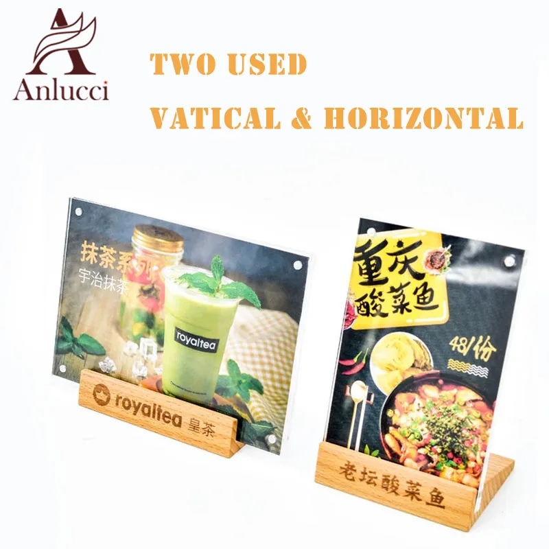 
Customized Restaurant l-Shaped Frame Stand Table Acrylic Menu Holder On Sale 