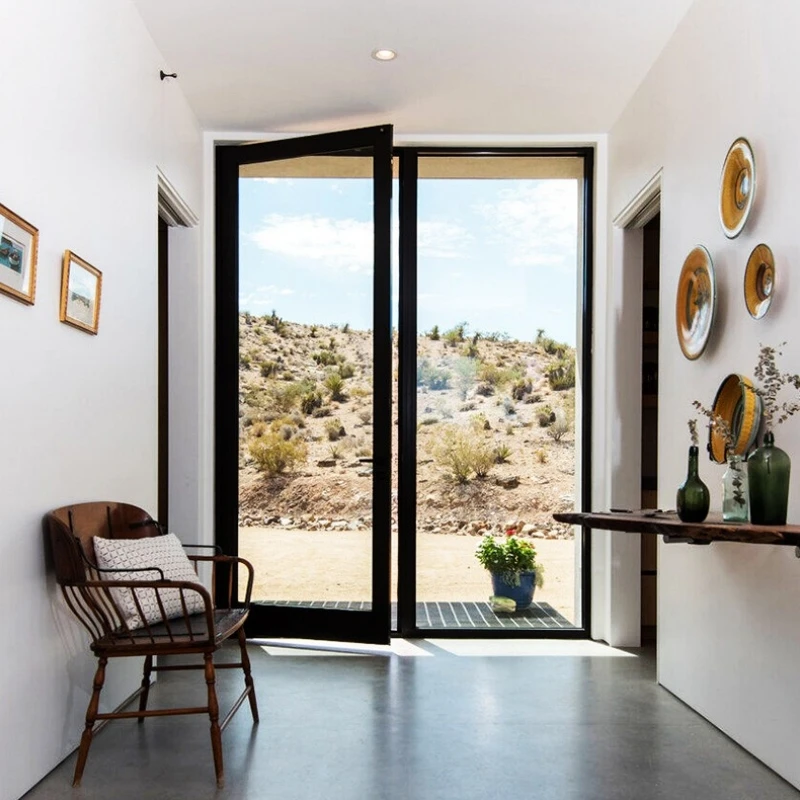 High Quality Doors and Windows Swing Door Aluminum Glass Hinged Exterior French Double or Single Door for House