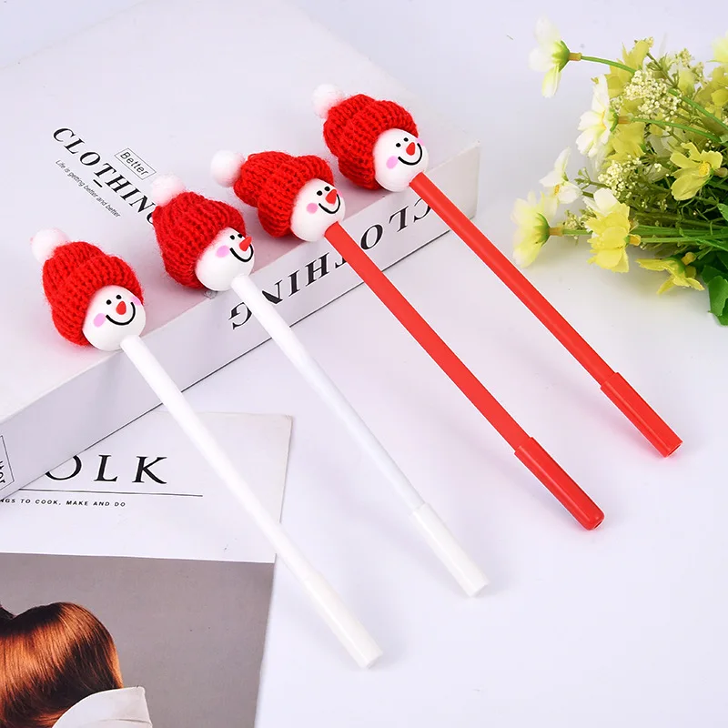 Christmas Gift Set Sweater Hat & Ballpoint Pen with Snowman Smiling Face 1.0mm Writing Width Made of Plastic