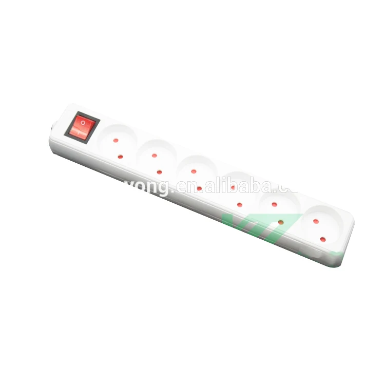 Шесть розеток французский тип силовой ленты без земли