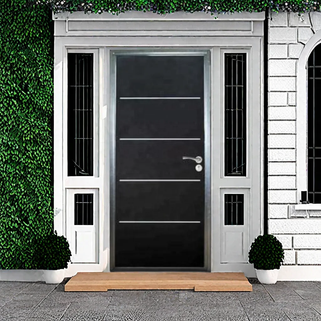 Front bulletproof door  with glass and aluminum type security door  with steel frame for House entrance