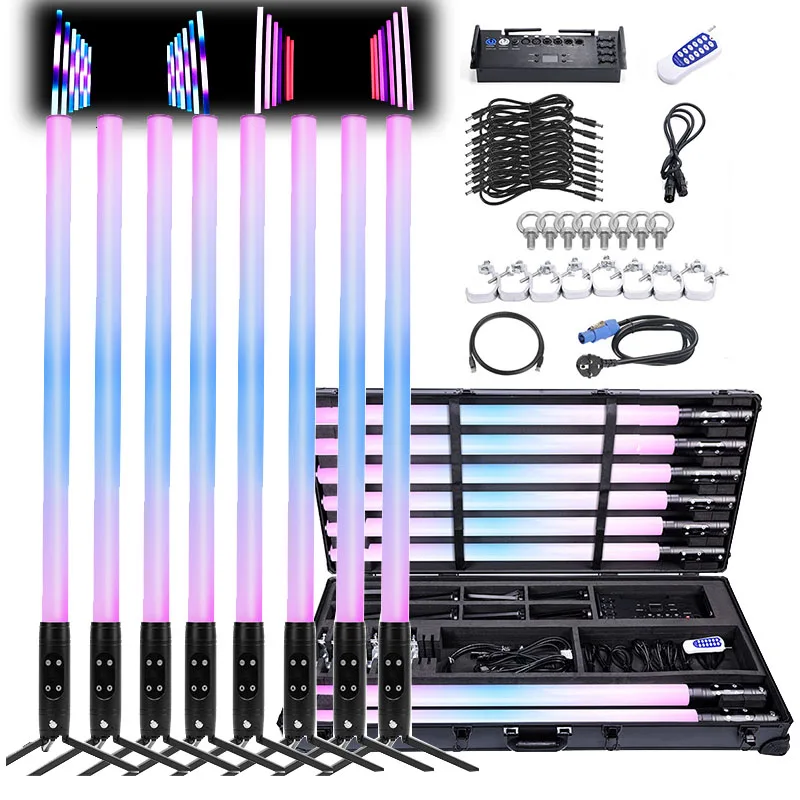 Wireless Battery 360 Degree Pixel Tube IP65 Waterproof RGB Rechargeable Led Tube Light Dmx for Bar DJ Party