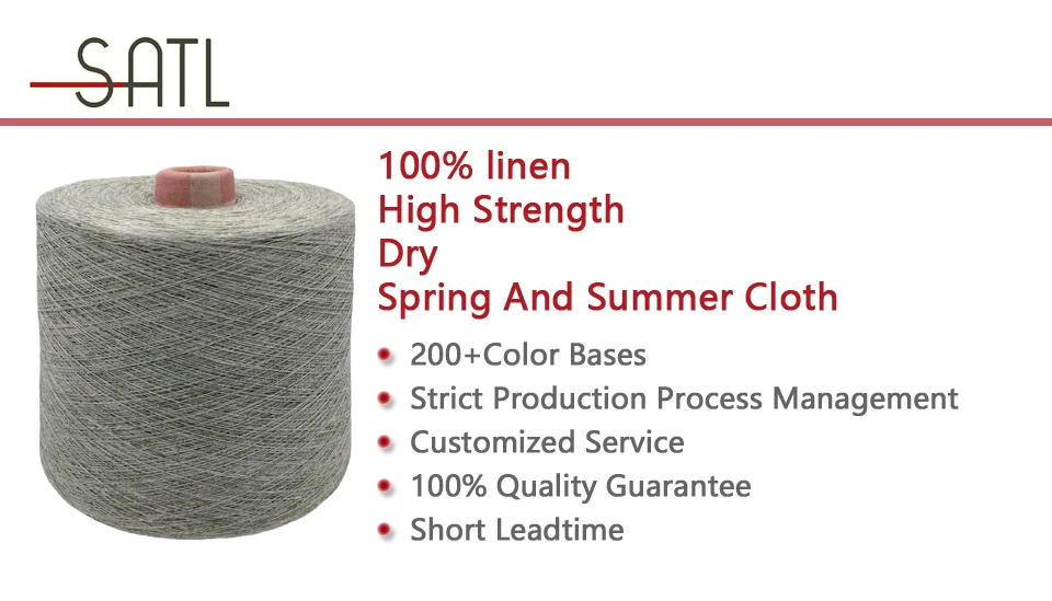 Wholesale Wet Flax Spinning 1/36nm 2/36nm100% Linen Melange Color Yarn With High Strength