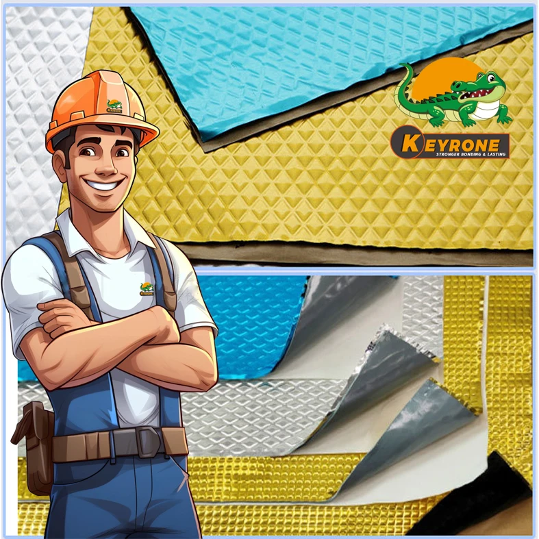 Keyrone 2.5mmx60cmx40cm sound absorb pad, heat and sound insulation car with 100um Aluminium foil