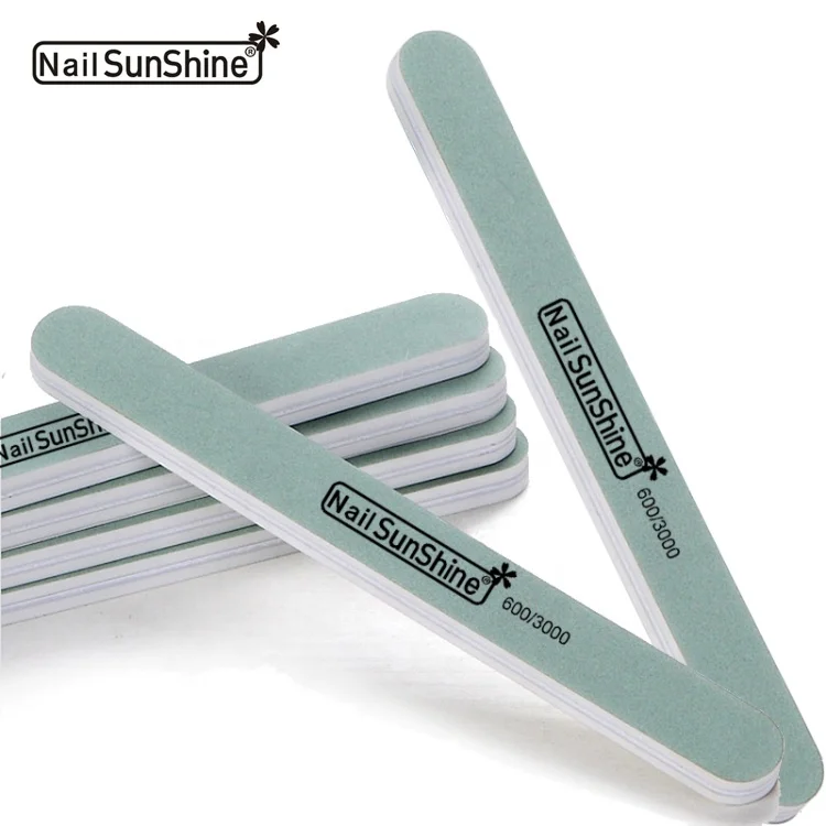 
Professional factory wholesale nail sunshine 18x2cm straight nail buffer buffing nail white green 2 sides 600 3000 grit 