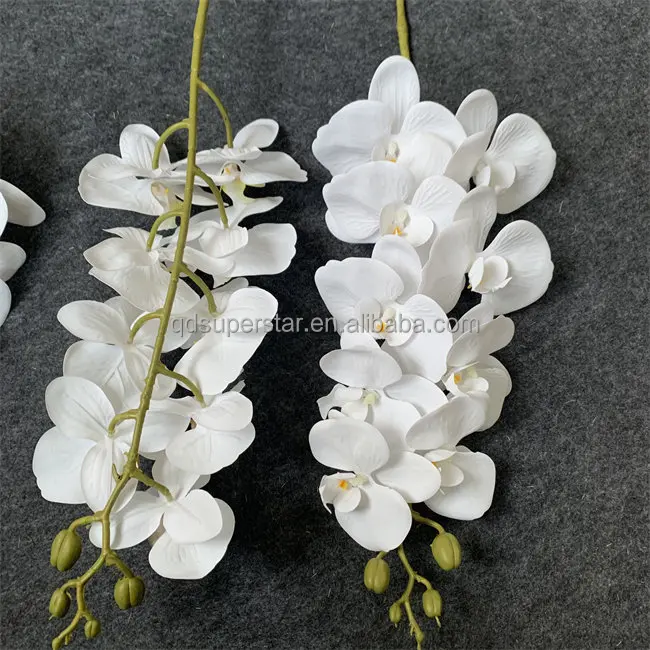 L-693 Wholesale Artificial Orchids 9 Heads Real Touch Butterfly Orchid 3D White Orchids Flower For Wedding Home Decoration