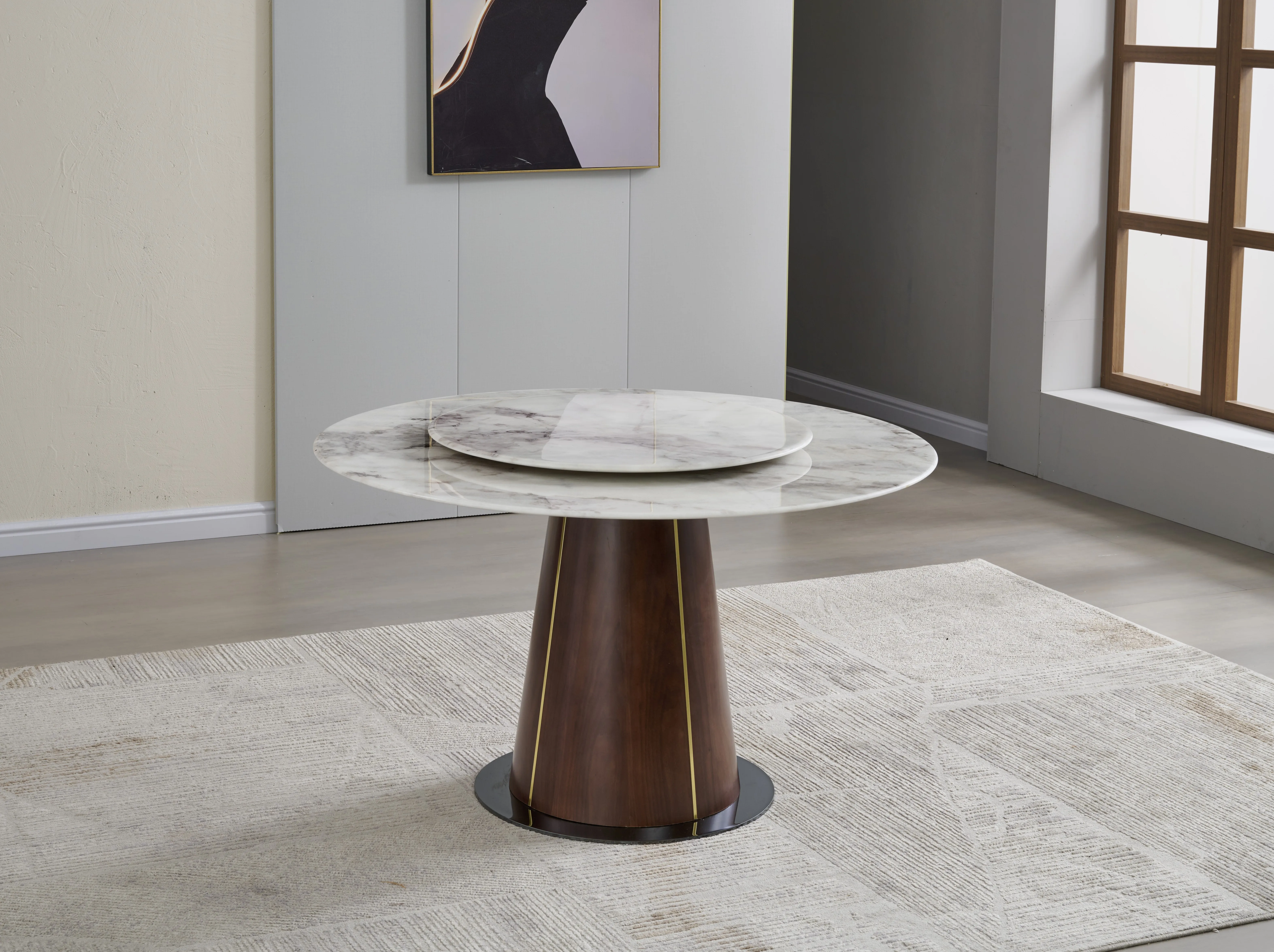 Round Marble Top Best Price Room Furniture High Quality Light Luxury Traditional Round Dining Table And 6 Chair