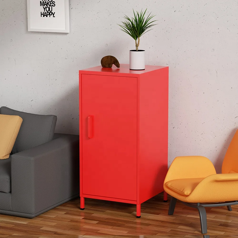 KD structure colorful household furniture single door steel cabinet metal storage cabinet for living room bedroom