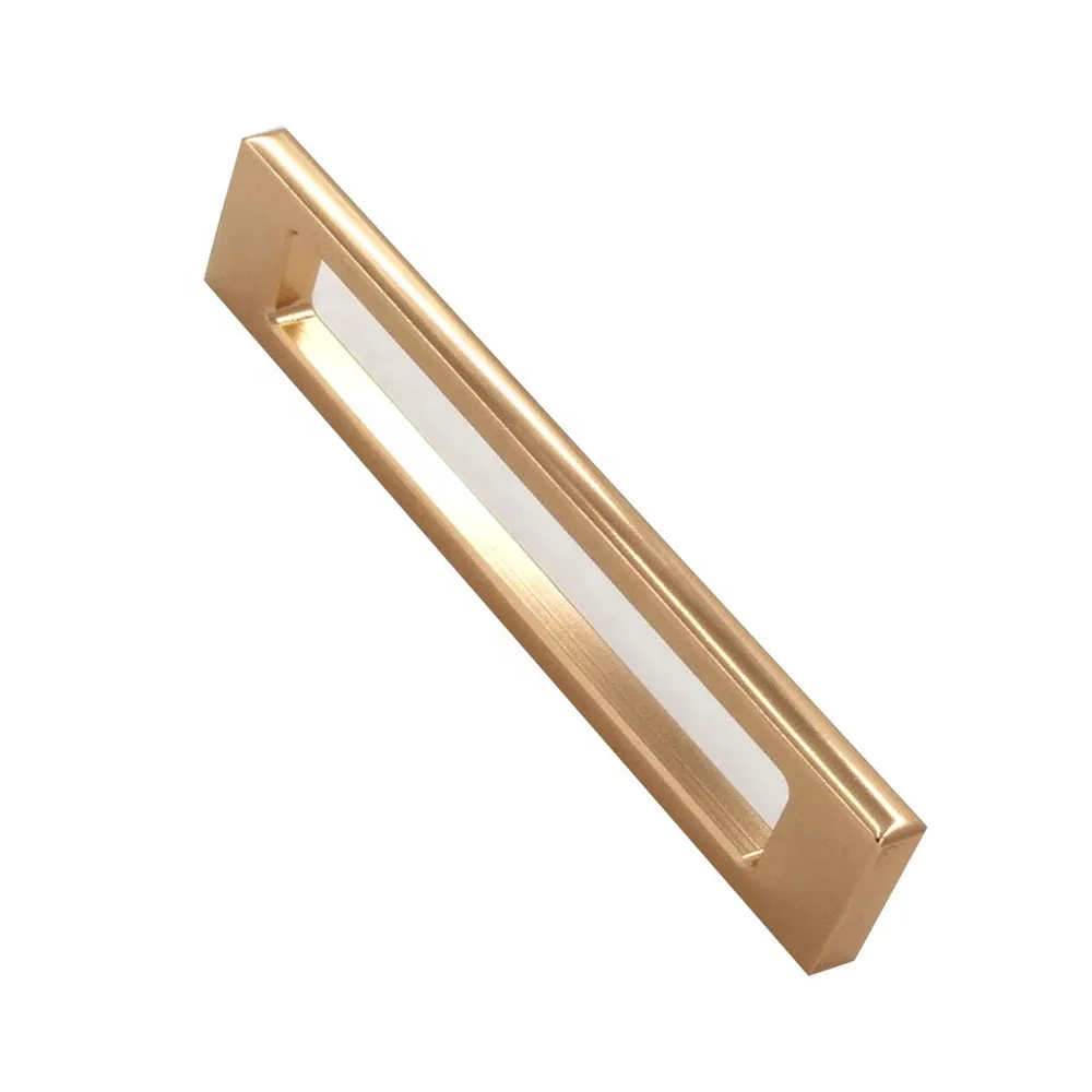 Aluminum Furniture Hardware Golden Rectangular Square Drawer Pull Kitchen Cabinet Handle