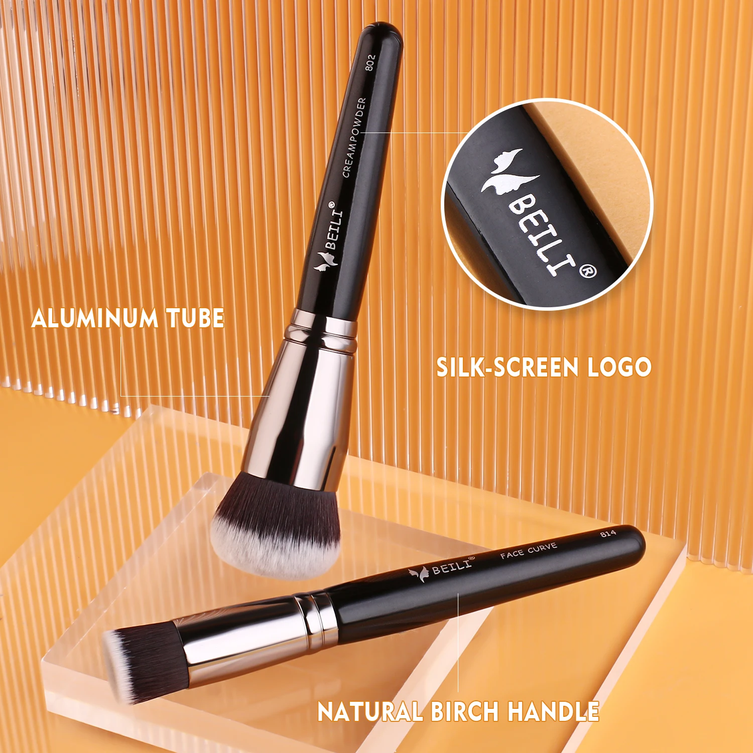 Professional 35pcs Black Natural Makeup Brushes Soft Foundation Powder Liner Face and Eye Tools Set Kits with Private Label Box