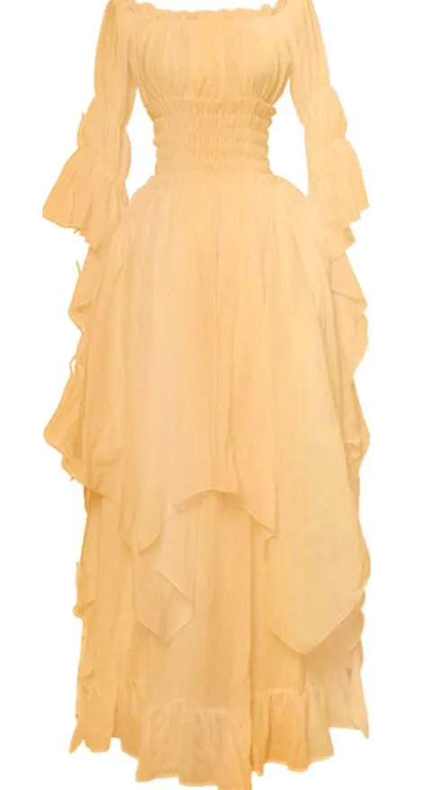 ecowalson   Women Medieval Dress Renaissance Vintage Style Gothic Dress Floor Length Women Cosplay Dresses Without Belt Medieval