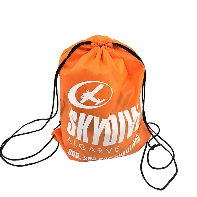 custom printed  waterproof sport storage gym traveling backpack Large Capacity Outdoor Travel nylon polyester drawstring bag