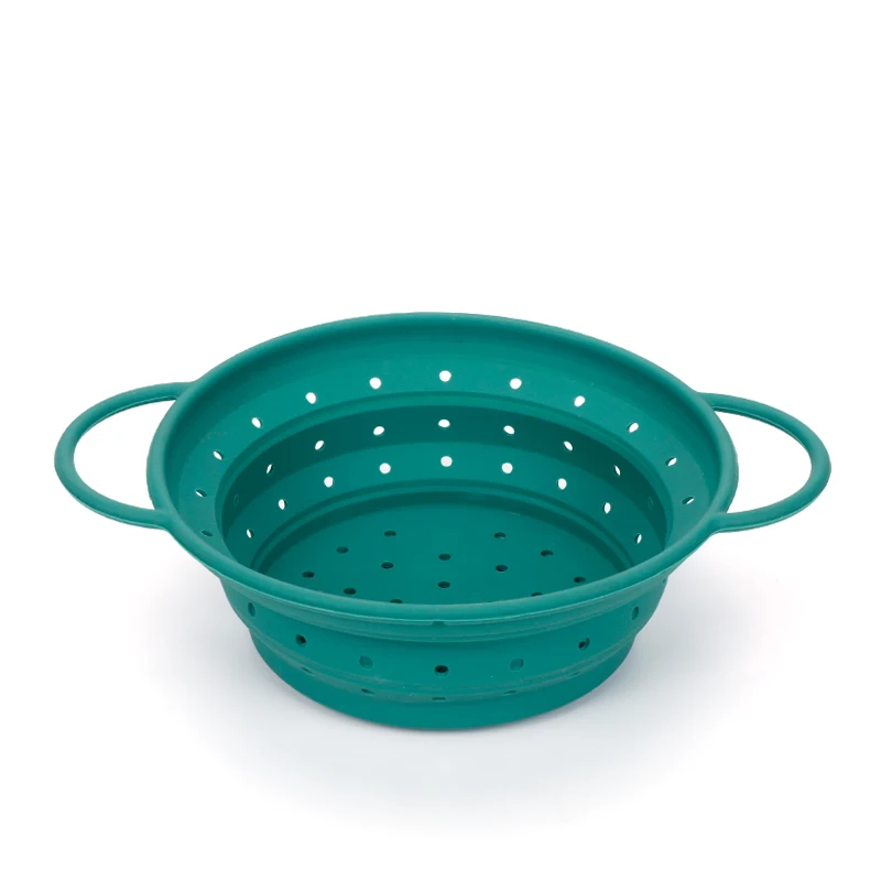 high-quality Silicone Foldable Filter Strainer Round Collapsible Colander Kitchen Plastic Fruit Vegetable Washing Drain Basket