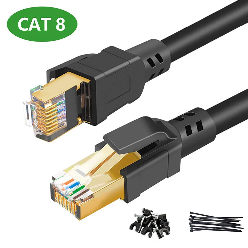 Wholesale Flexible Flat Utp Rj45 Connector 30AWG 40Gbps Cat8 PVC Patch Network Ethernet Cable