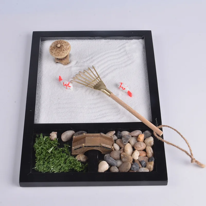 Factory Price Sale Desktop Japanese Mini Kit Zen Garden Gift Set With Rake For Home Decoration