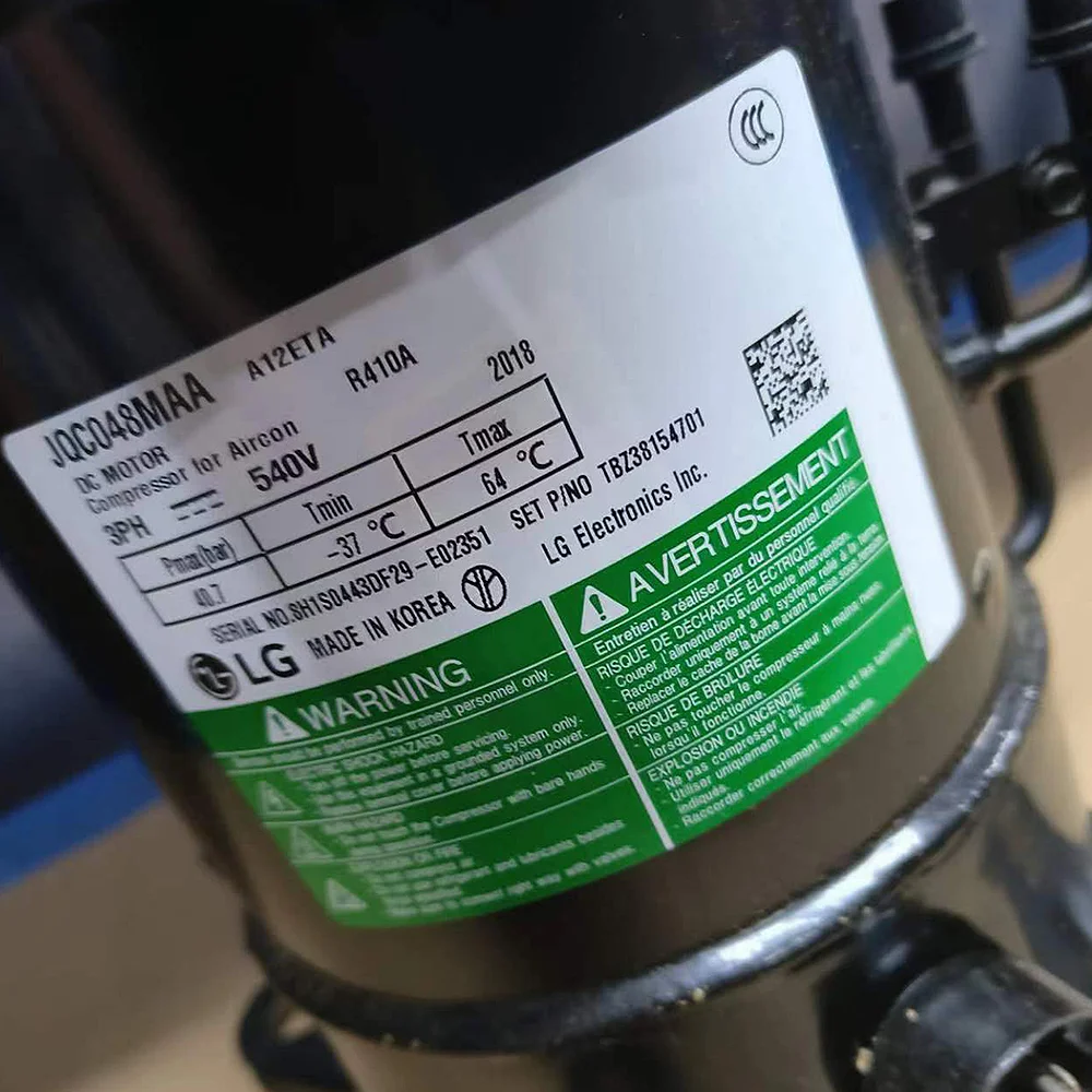 Scroll Compressor JQC048MAA TBZ37117401 For LG MULTI V 5 Outdoor Unit ARUM121DTE5 REPLACES TBZ37957101 TBZ38154701 New