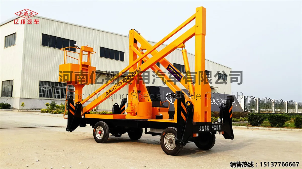 Portable Electric-Powered High-Altitude Work Platform with Long Arm Mobile Service Equipment for Fuel Station Application