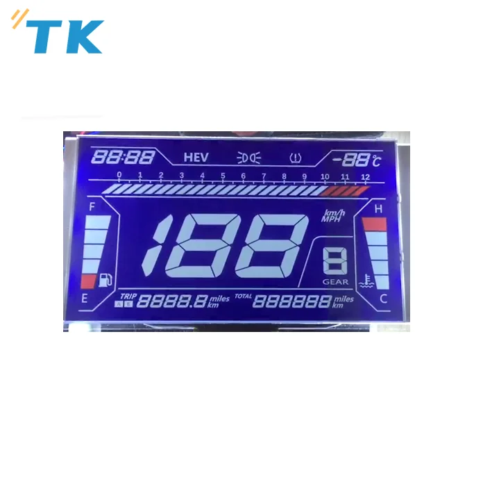 Custom 7 segment LCD display motorcycle speedometer LCD panel with backlight