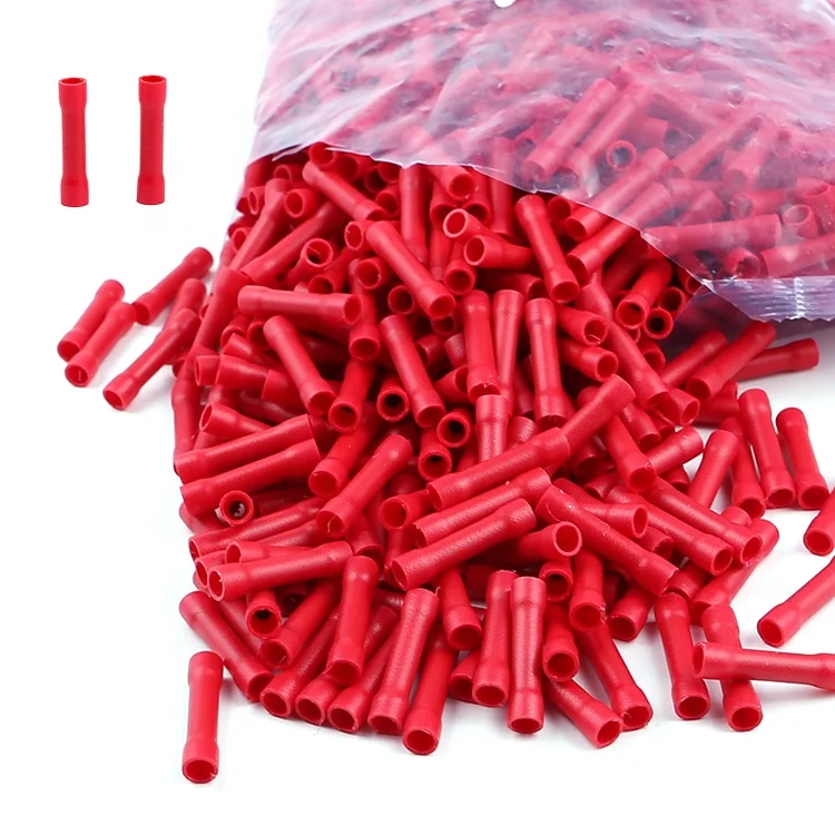 BV8 6-10mm Red Electrical Vinyl Insulated Crimping Wire Splice  Insulated Solderless Terminals Butt and Parallel Connectors