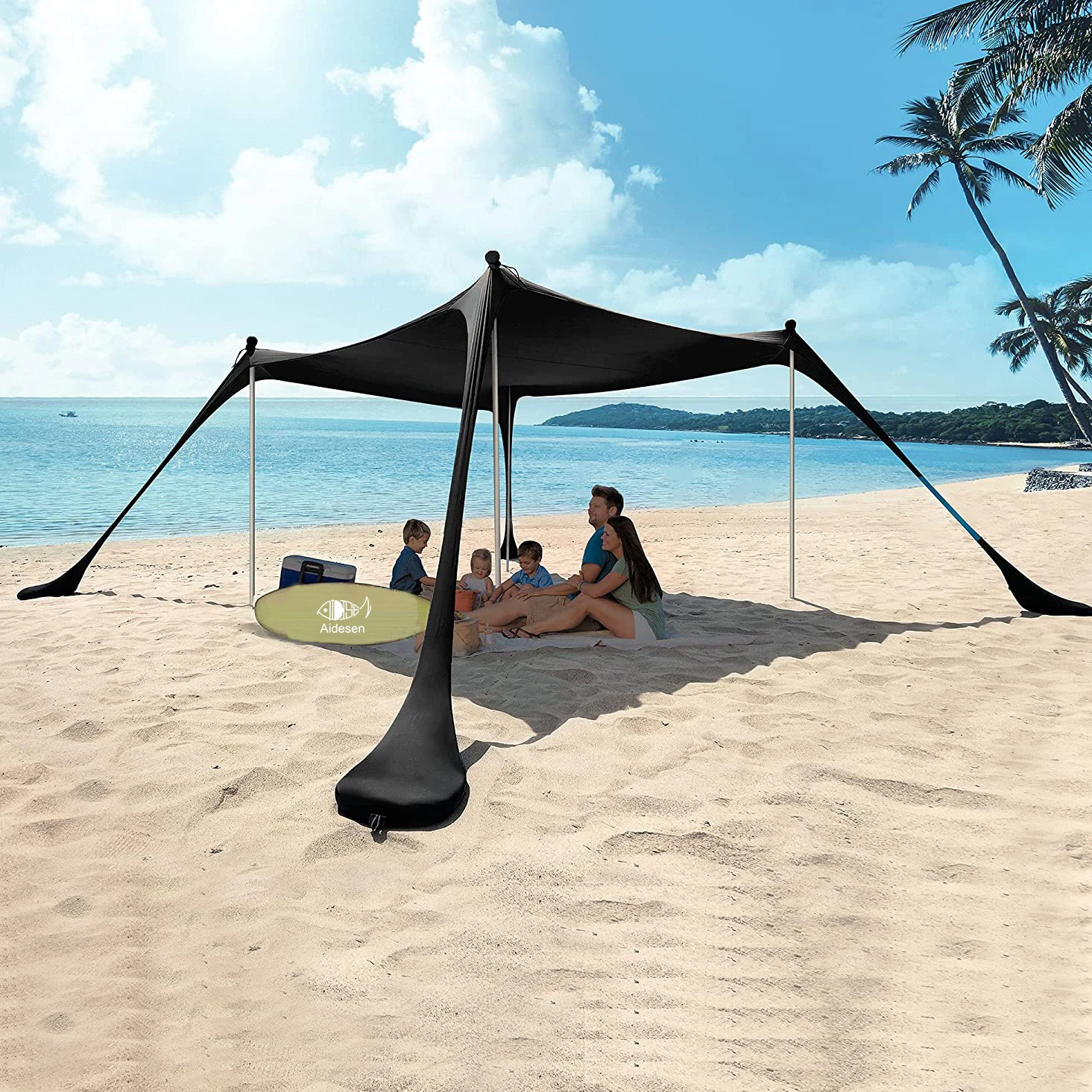 Easy Pop Up Anti-Wind Sun Beach Tent Lycra Material Shade Canopy With Carry Bag Convenient For Outdoor