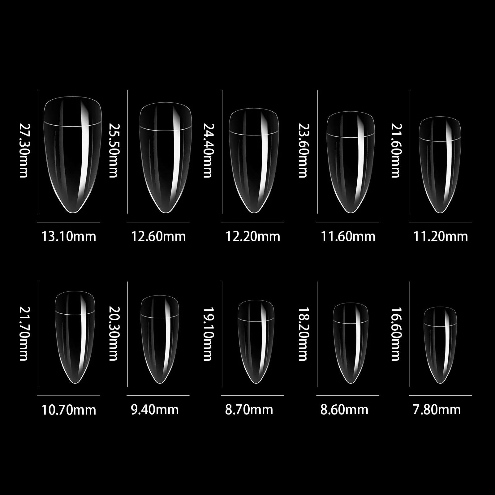 High Quality 100 Pcs /Box 10 Sizes Transparent Special Shape Eagle Claw Artificial Nail Tips For Nail Salon