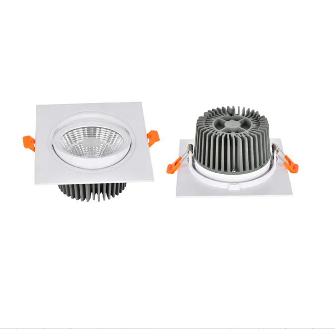 High quality anti glare COB LED aluminium down light 45 degree adjustable square flicker free driver 7 watt 12w cri90