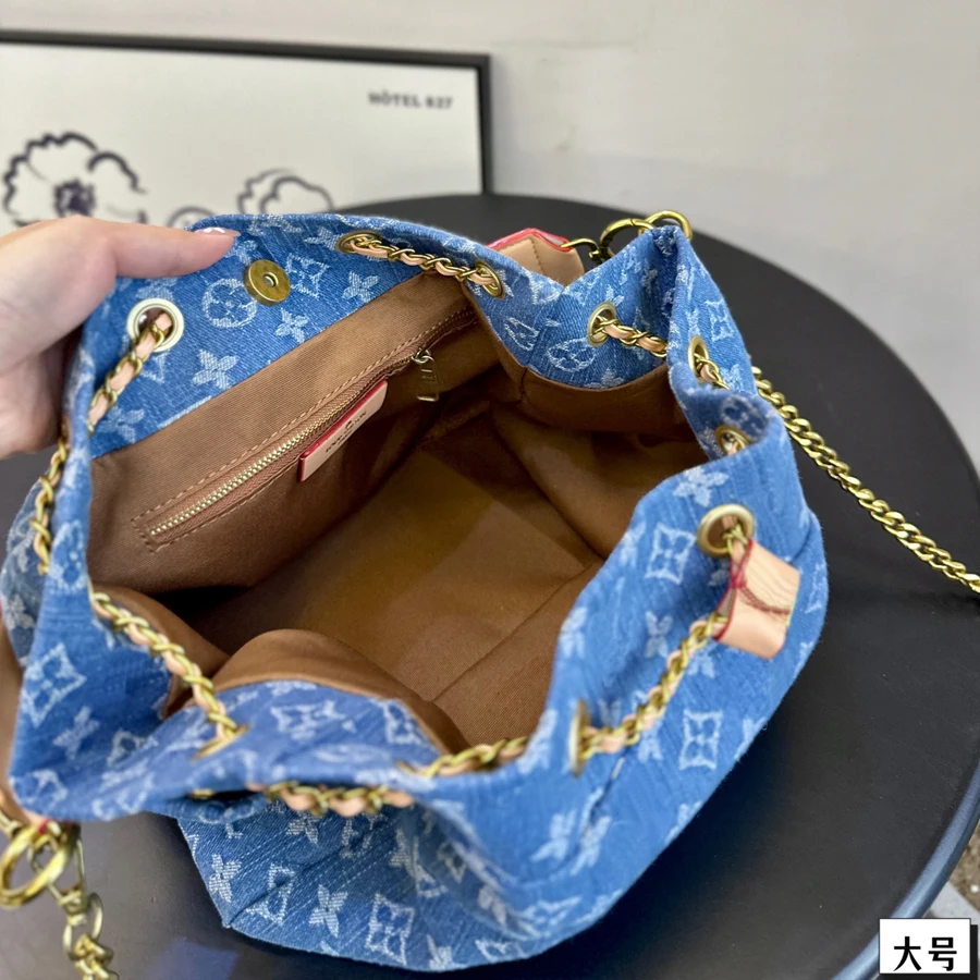 Laura Day 2024 new denim print underarm medieval bag Alphabet Tote bag Large capacity single shoulder crossbody bag