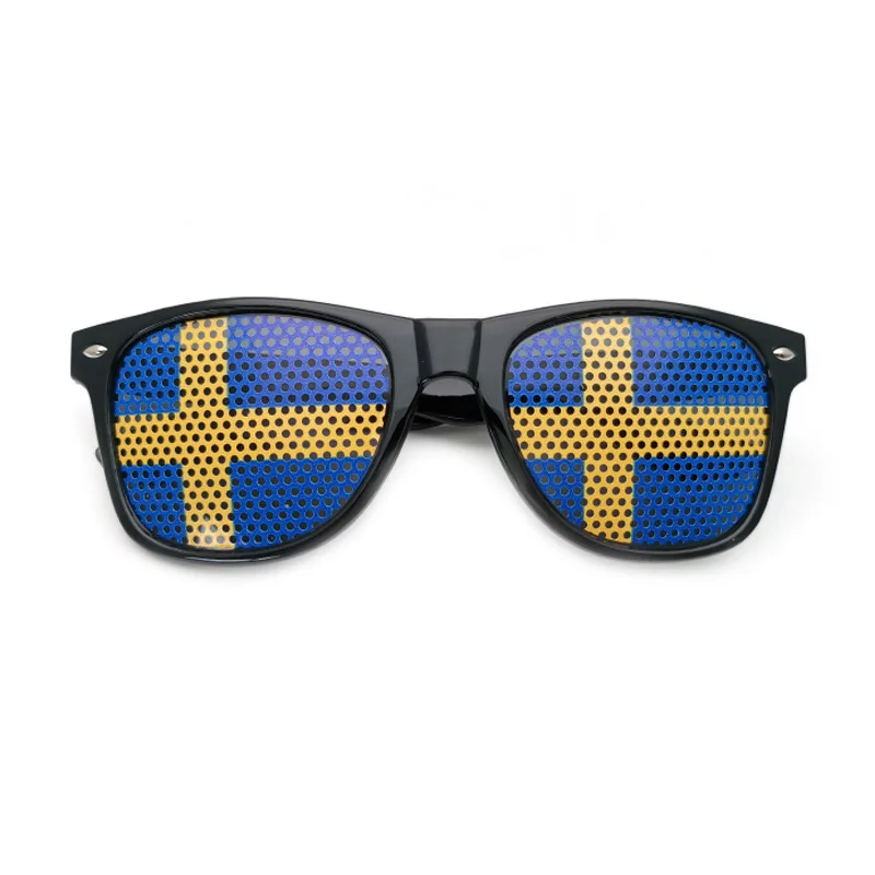 High Quality Sweden Country Flag country sun glasses Cheap Promotion Pinhole glasses
