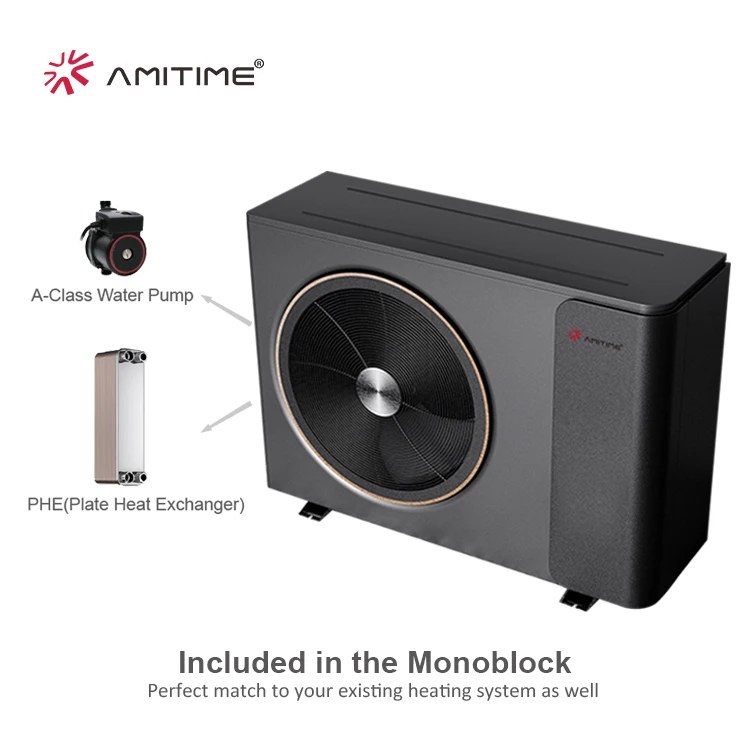 Erp Ce Keymark Certified Low Noise Amitime Custom Air-To-Water Cold Weather Ce Heat Pump Oem With HeatLITE